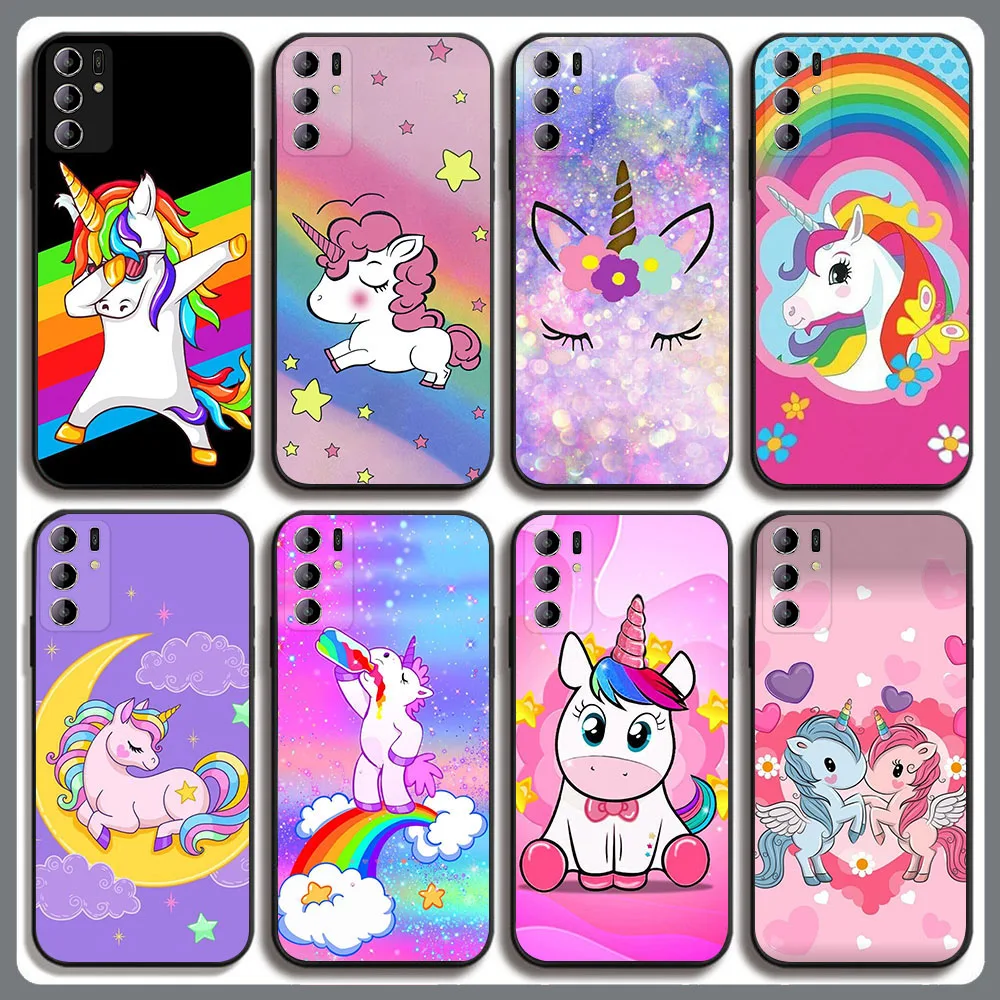 BD-66 funda negra de unicornio para OPPO A16 A16S A72 A95 A74 A91 A52 A15 A15S A94 A53 A54 A53S A54S Find X5 Pro