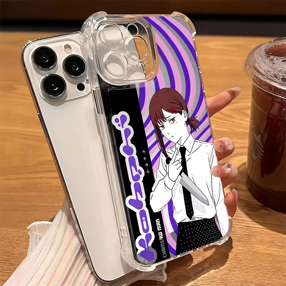 Funda de teléfono anticaída cuádruple m-man con motosierra de Anime para iPhone 17 Air 16 ProMax 15 14 Plus 13 12 11, funda de silicona a prueba de golpes - imagen 5