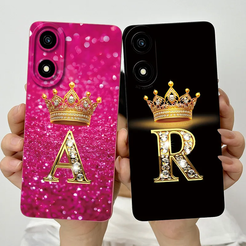 Para Honor X5 Plus WOD-LX1 funda Honor X5 VNA-LX2 corona de lujo letra fundas de teléfono de silicona líquida para HonorX5 X5Plus 4G contraportada