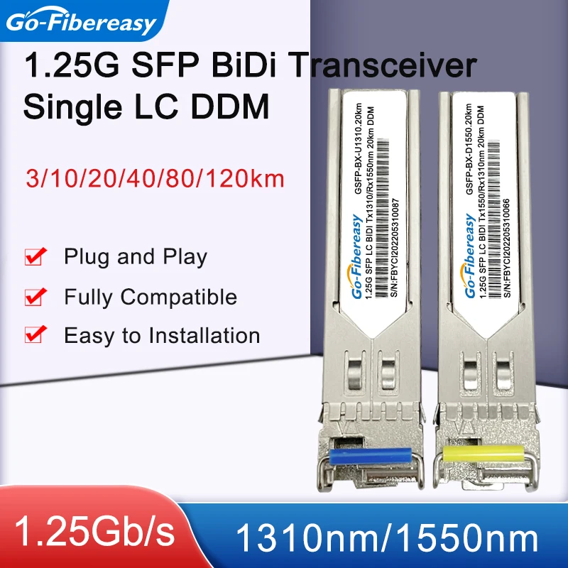Módulo transceptor Gigabit SFP BiDi LC, módulo óptico para interruptor Mikrotik/tp-link/Zyxel, 1000Base-BX, WDM, SFP, 3/10/20/40/80/100km - imagen 2