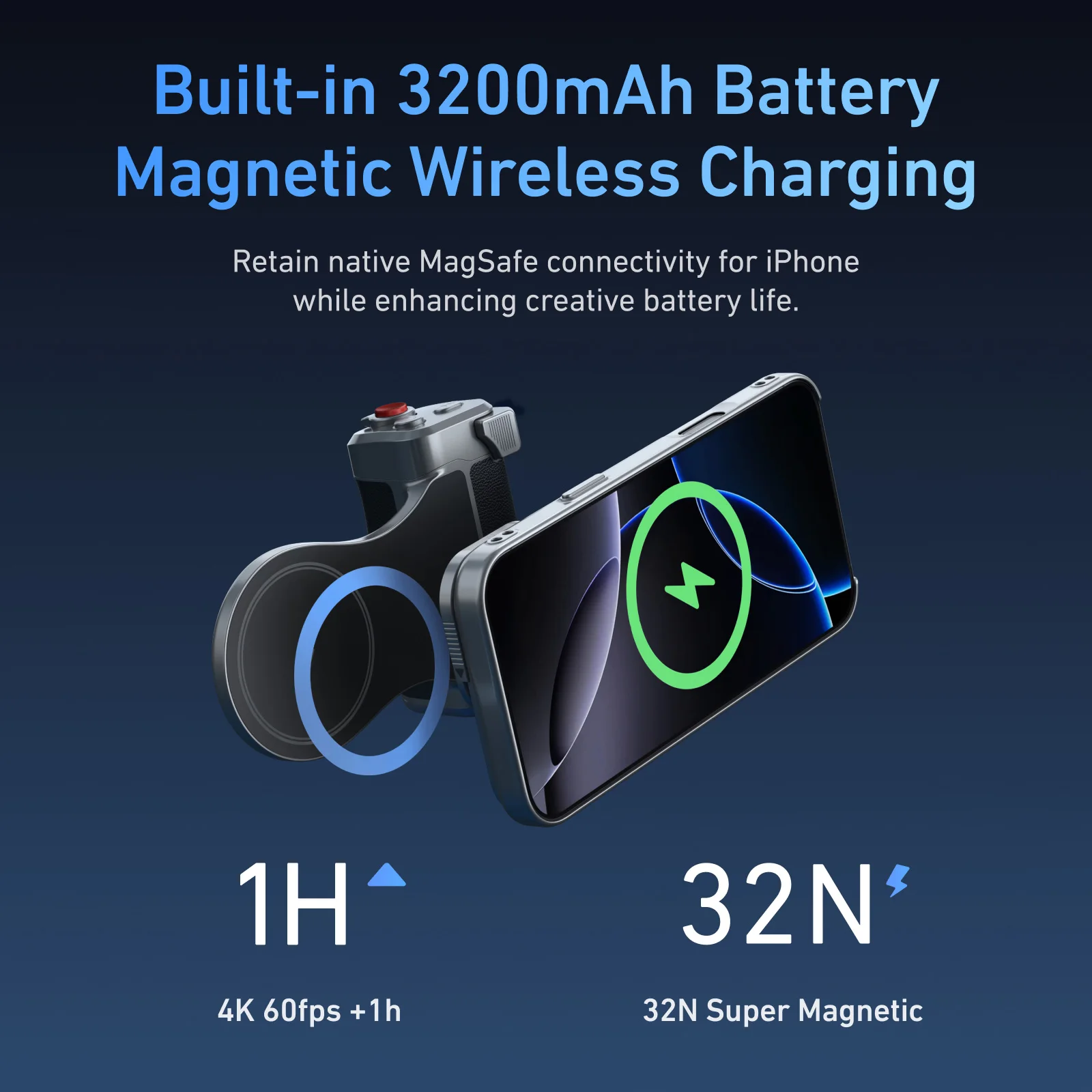 TELESIN Master Grip Set para iPhone17 Pro Pro Max soporte de agarre de mano para cámara de teléfono magnético 3200Mha Powerbank con carga inalámbrica - imagen 4