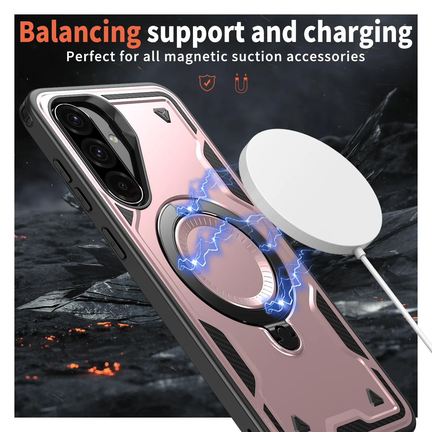 Funda de teléfono magnética giratoria de lujo 360 para Samsung S25 Ultra S24 Plus S23 A17 A55 A25 soporte para MagSafe cubierta a prueba de golpes - imagen 3