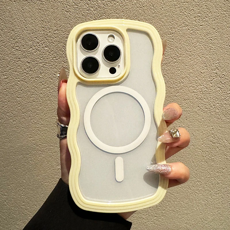 Funda de teléfono con marco ondulado 2 en 1 para iPhone 15 Pro Max 17 Air 16 14 13 11 12 cubierta trasera a prueba de golpes con carga inalámbrica magnética - imagen 4