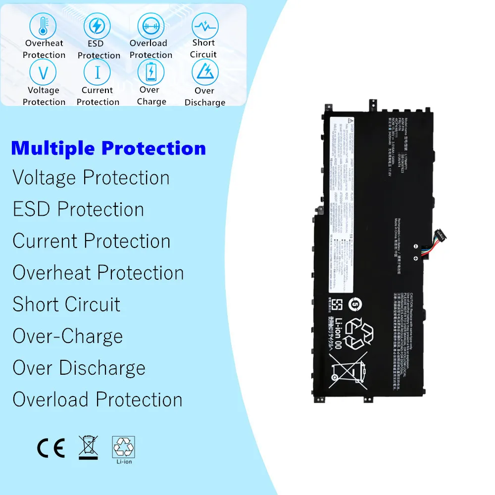 Batería de ordenador portátil L17M4P71 para Lenovo ThinkPad X1 Yoga 3. a generación 2018 Series L17C4P71 L17M4P73 01AV474 01AV475 01AV499 - imagen 5
