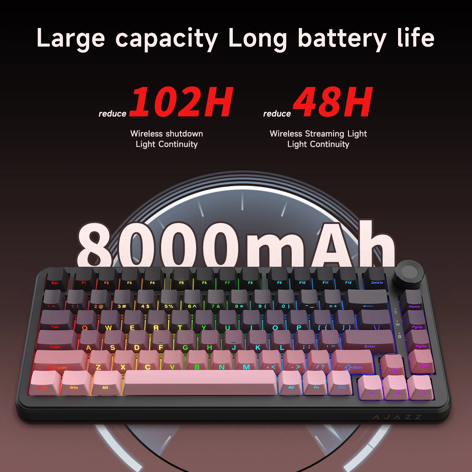 Teclado para juegos AJAZZ AK820 MAX/MAX Plus, modo Tri, junta de 8000mAh, pantalla TFT, teclado mecánico con enchufe caliente, accesorio personalizado para PC - imagen 3