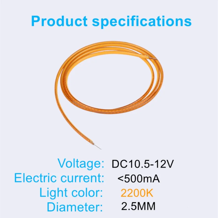 Bombilla LED en espiral de filamento ultradelgado Flexible, 12V, 600mm, filamento de 2200K, piezas de lámpara de bombilla Edison Retro, decoración de tira de luz de diodo - imagen 4