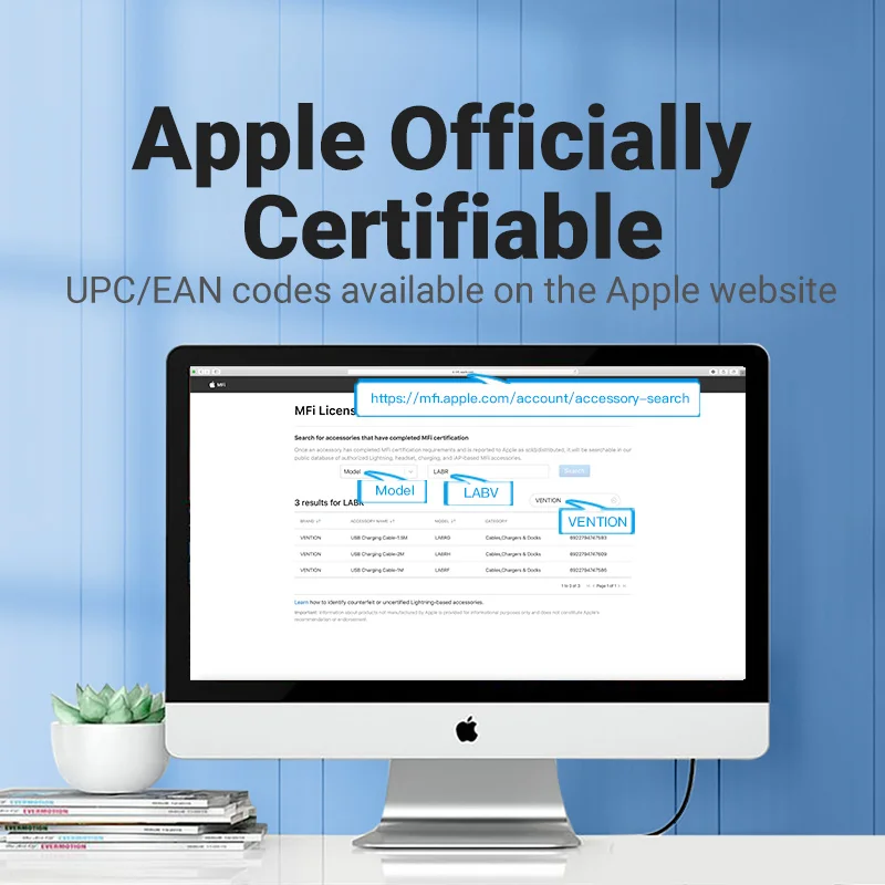 Vention MFi Cable USB a Lightning para iPhone 14 13 12 Pro Max 2.4A Cable de carga rápida datos para iPad Mini Cable de datos de teléfono - imagen 4