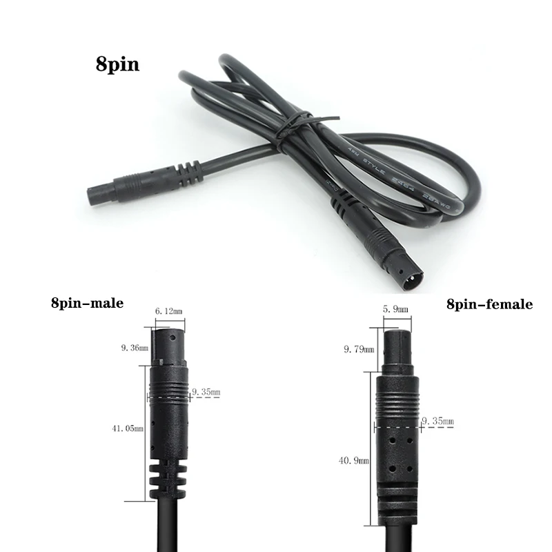0.5m 1m 2m 8 pin core Male to Female Cord Car Rear View vehicle DVR Camera Reverse connector extend Cable cord HD Monitor Wire - imagen 3