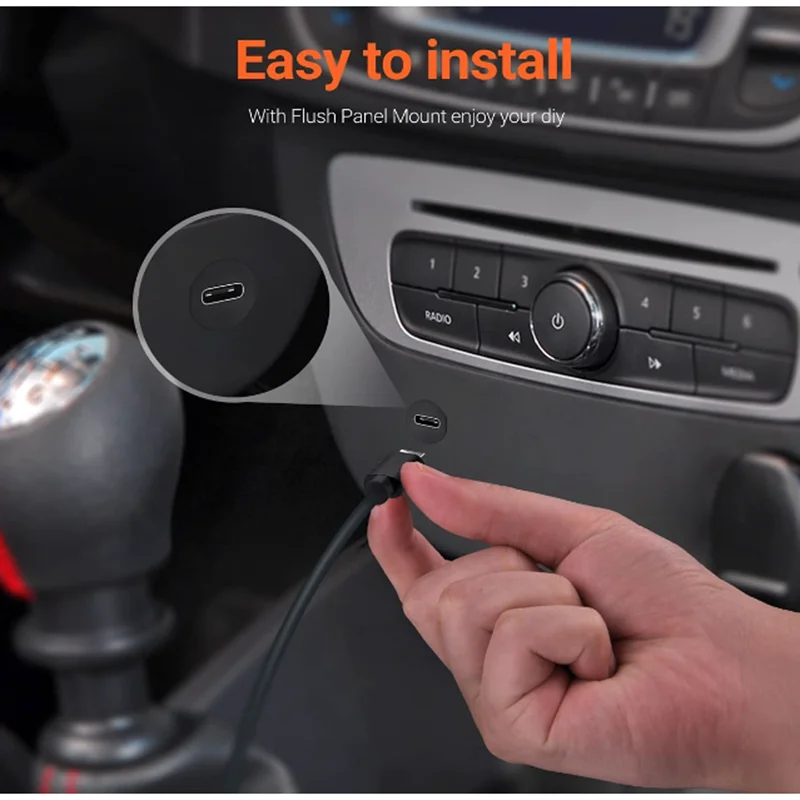 Cable de extensión USB 3.1 impermeable tipo c USB macho a hembra 2,0 IP 67 con conector de montaje en Panel para barco, coche, yate, 0,3 m - imagen 3