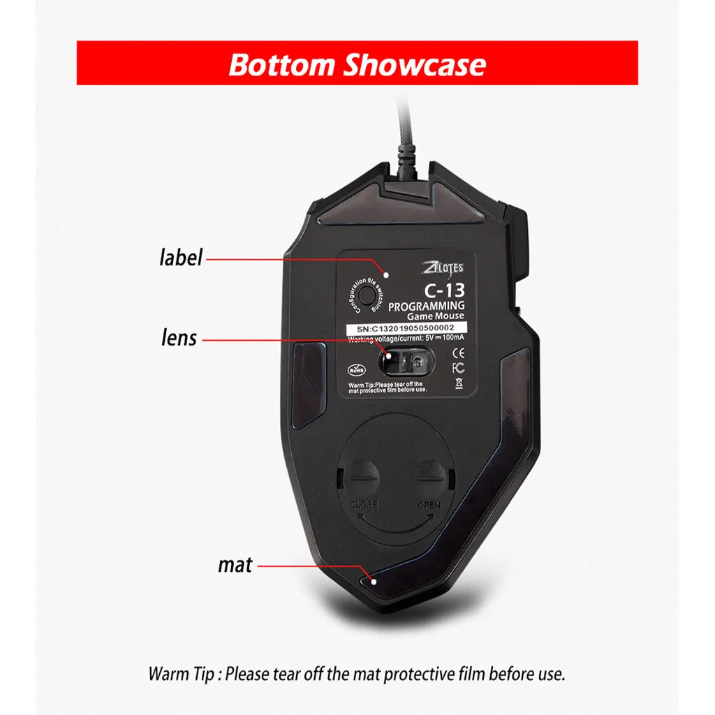 Contrôleur de souris filaire USB 10000 DPI souris de jeu boutons programmables souris de joueur filaire rétro-éclairé pour Win7/8/10/11/XP - imagen 4