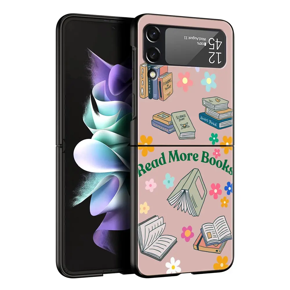 Funda de teléfono con diseño de gusanos de libro divertido para Samsung Galaxy Z Flip3 Flip4 Flip5, carcasa trasera plegable dura para Z Flip 3 4 5 6 7 - imagen 3