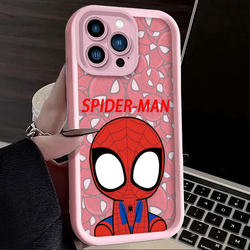Funda de teléfono Marvel Cute Deadpool Spider-Man para iPhone 17 Air 16 16E 15 14 13 12 11 Pro Max X XS X S Max XR SE 2020 SE4 7 8 - imagen 3