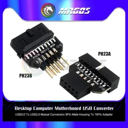 Adaptador interno USB 3.0 a USB 2.0 para placa base, 19 a 9 pines