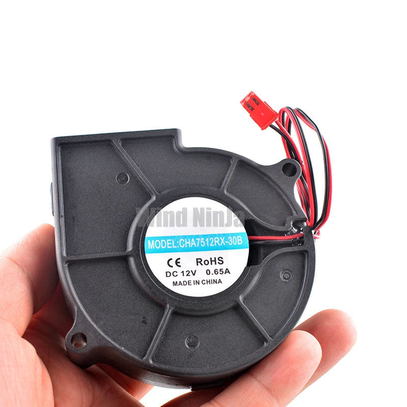 CHA7512RX-30B 75mm 고속 원심 송풍기 팬 7.5cm DC12V 0.65A 4500rpm 건조기 가습기 용 냉각 팬 75x75x30mm - imagen 5