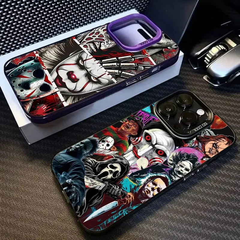 Funda esmerilada de payaso con máscara espeluznante de Halloween para iPhone 17 Air 16 E 15 14 Plus 13 12 Mini 11 Pro Max, funda de silicona de hoja acrílica - imagen 2