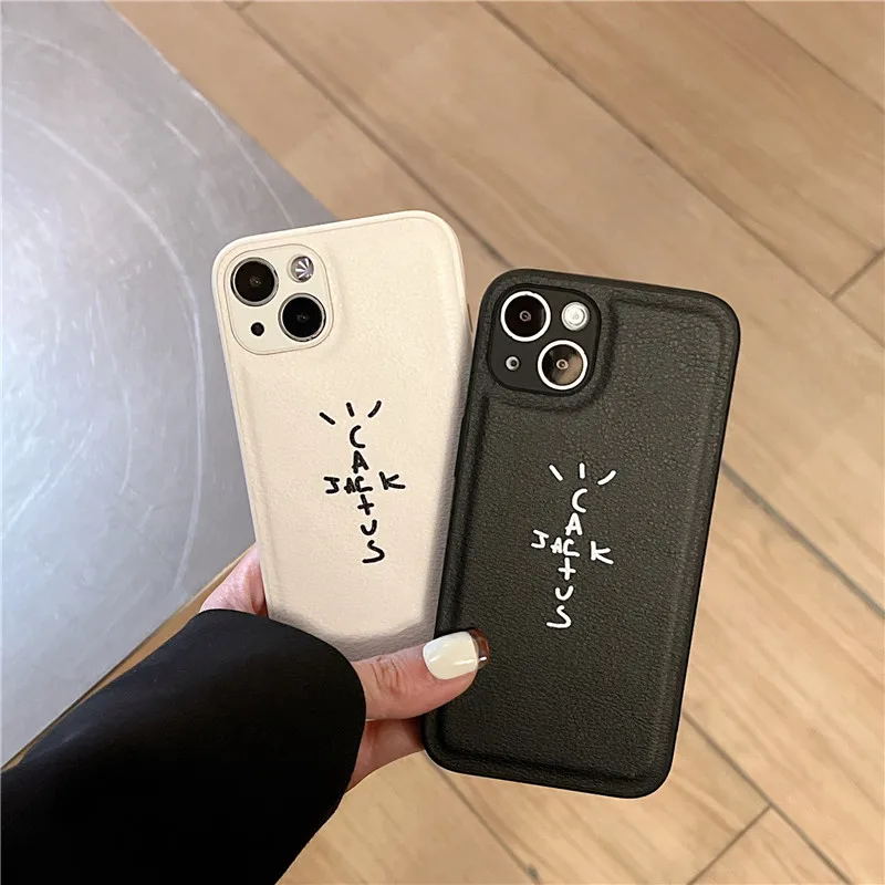 hot High street trend Travis scot hip hop soft leather case for iphone 15 13 12 11 Pro Max 7 Plus X 14Pro XS XR MAX white cover  - imagen 3