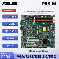 Placa base ASUS P8B-M Socket 1155 UATX 4 × DDR3 DIMM C204 compatible con CPU Intel Xeon E3-1270 V2 I7-3770 I7-2600 4 × SATA II 1 × PCI