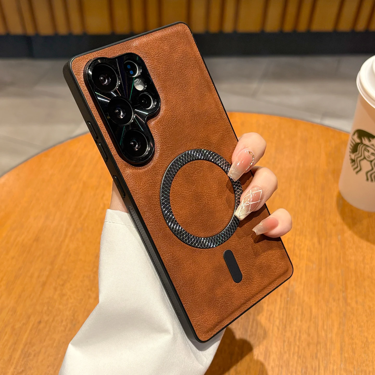 Funda magnética para Samsung Galaxy S26 S25 FE S24 S23 S22 S21 Ultra Plus, funda de cuero suave a prueba de golpes, carcasa de cámara de Metal Mag-safe - imagen 2