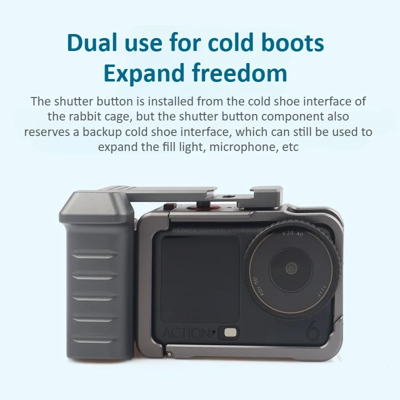 Kit de fotografía callejera con jaula para cámara para DJI Osmo Action 6, soporte de marco de aluminio con mango de repuesto, accesorios para cámaras deportivas - imagen 5