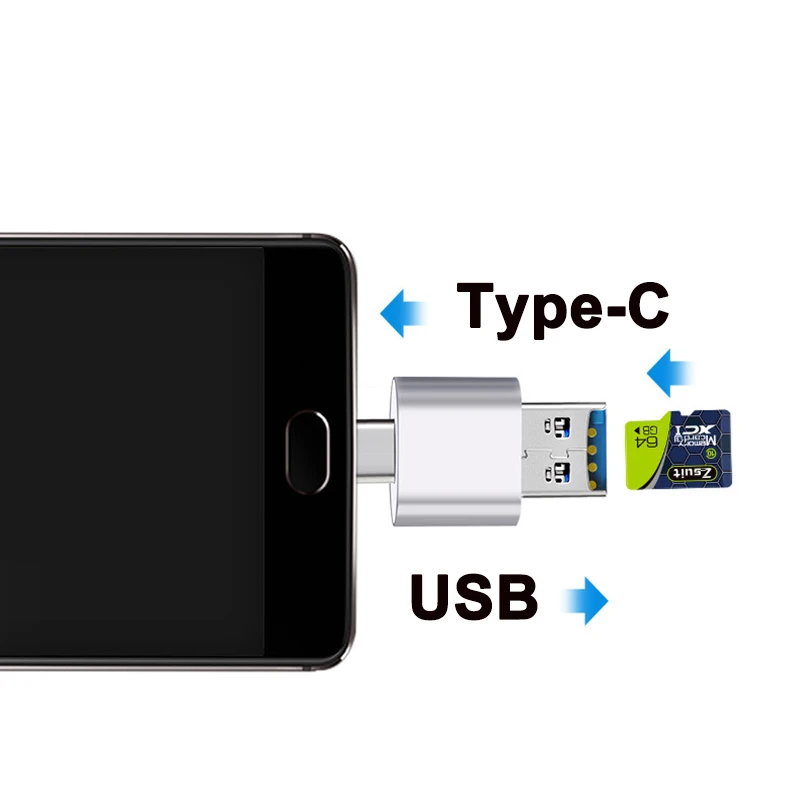 Lector de tarjetas USB 2,0 tipo C, SD, TF, MicroSD, adaptador OTG para Huawei, Xiaomi, teléfono Android, PC - imagen 2
