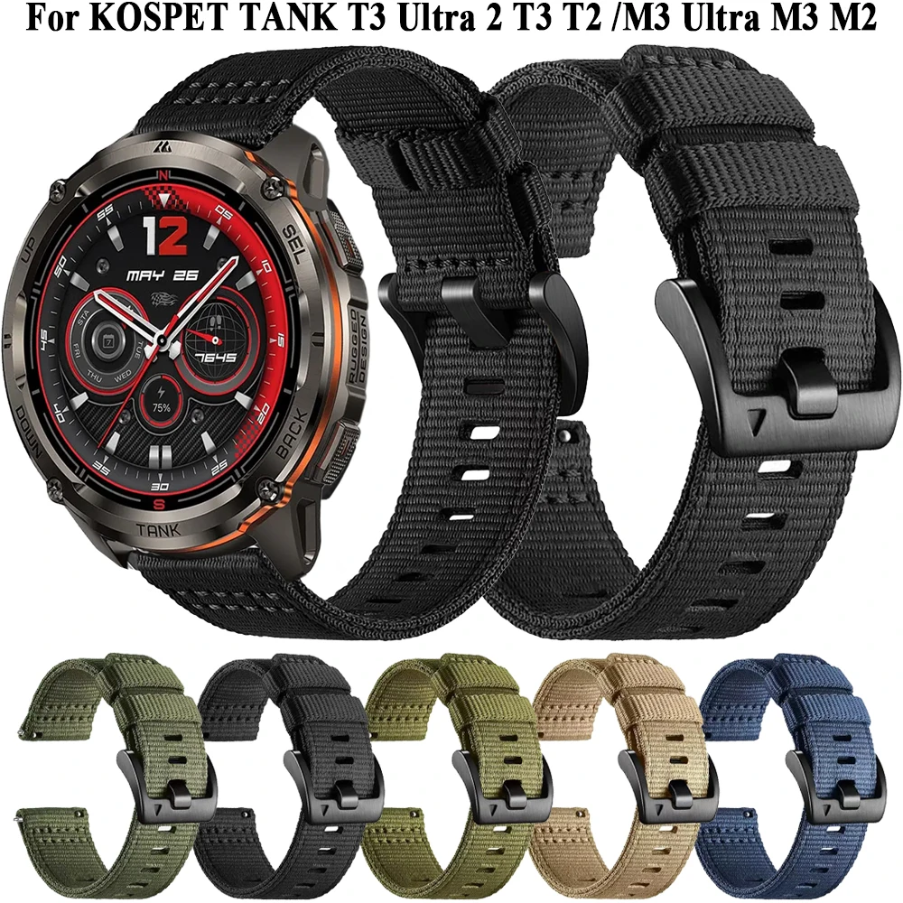 Correa de lona de 22mm para KOSPET TANK T3 Ultra 2, correa de reloj para KOSPET TANK T3 Ultra/TANK M3 Ultra/TANK T2 T3/TANK M2 T3