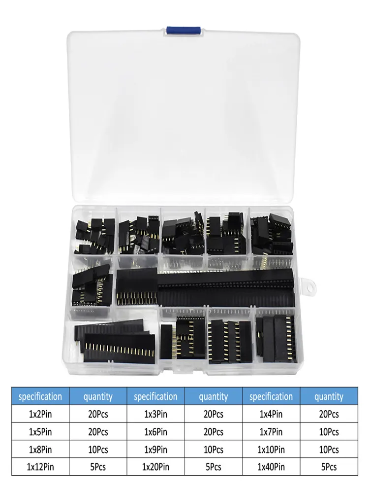 Kit de combinación de placa PCB, conector hembra de una sola fila de 155mm, 2/3/4/5/6/7/8/9/10/12/20/40 Pines, 2,54 unids/lote por caja - imagen 2