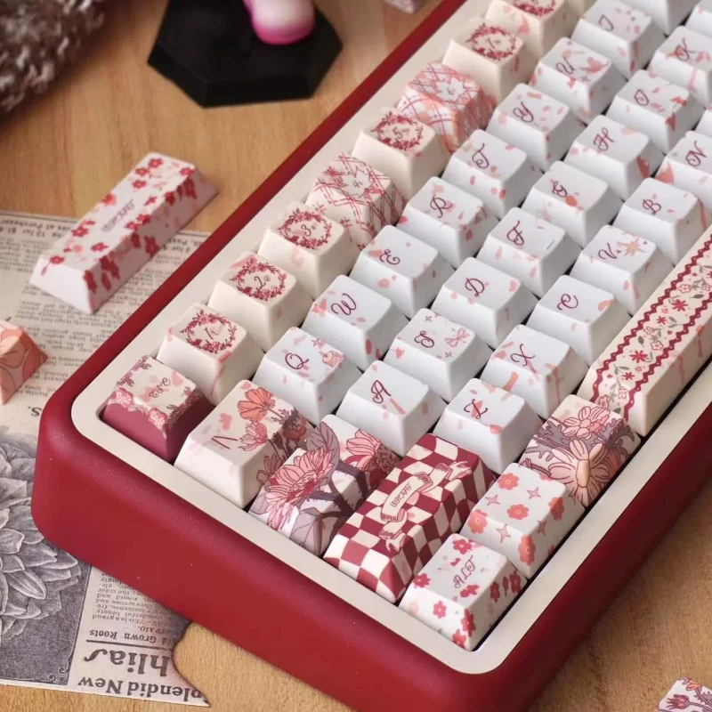 Juego de teclas con tema The Red Queen, perfil de cereza PBT, 135 teclas, teclas originales personalizadas hechas a mano para accesorios de teclado mecánico - imagen 2