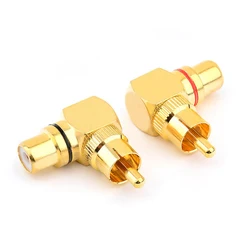 Adaptador RCA Macho a Hembra en Ángulo Recto para Audio AV