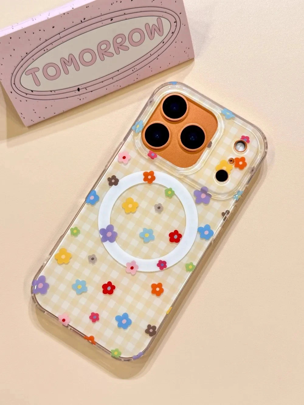 Funda de teléfono Tok con agarre magnético y rejilla de flores 3D para iPhone 17 16 15 14 13 Pro Max, carga inalámbrica para funda con soporte Magsafe - imagen 4