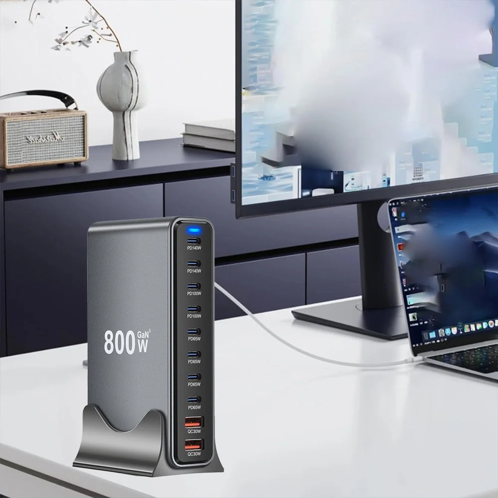Nuevo cargador rápido GaN de 800W PD3.1 PPS 10 puertos USB C tipo C adaptadores de estación de carga rápida para iPhone 16 15 Samsung Xiaomi Huawei - imagen 5
