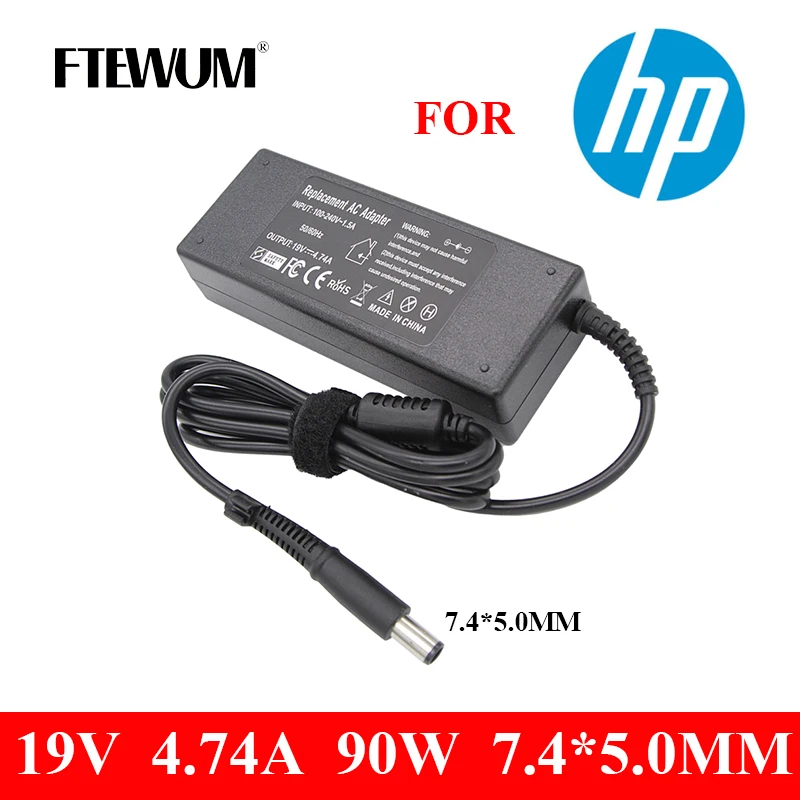 FTEWUM-adaptador de corriente AC para ordenador portátil, adaptador de 19V, 4,74a, 90W, 7,4x5,0mm para HP Pavilion DV3 DV4 DV5 DV6 8460p 8530p 8560w ProBook 430 G1 - imagen 2