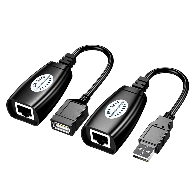 Adaptador de extensión de Cable USB a RJ45 LAN, extensor sobre Cat5e, Cable Ethernet Cat6, 30m, 50M, 150 pies, para ordenador portátil, PC, teclado, ratón