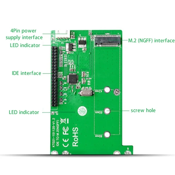 MAIWO-tarjeta adaptadora SSD KT021A, dispositivo IDE a M.2 (NGFF), Protocolo SATA, tarjeta adaptadora para ordenador de escritorio con deflector - imagen 4