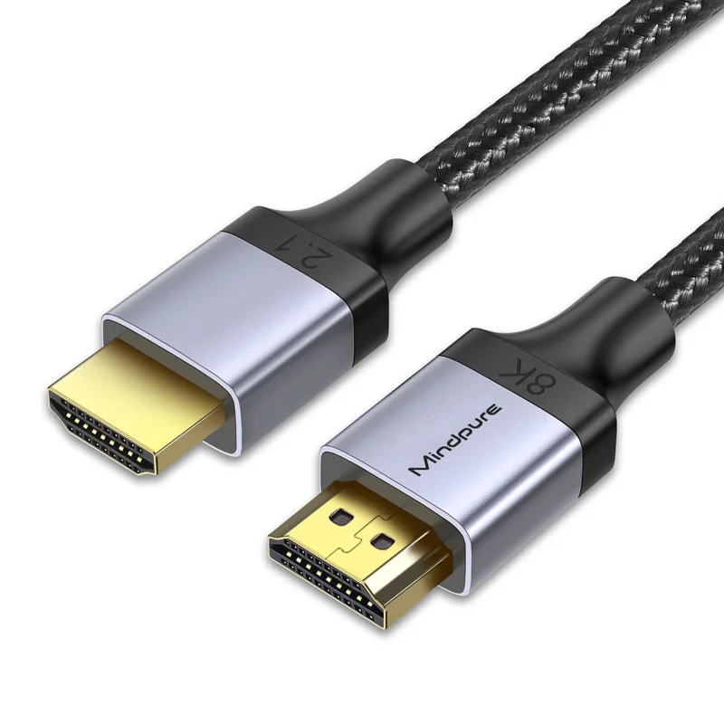 Cable Compatible con HDMI 8K Cables HD de alta velocidad Conectores trenzados de nailon y dorado HDMI2.1 4K @ 120Hz 8K @ 60Hz para ordenador portátil PS5 Xbox HDTV