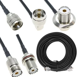 Cable coaxial RG58 50 ohm UHF PL259/SO239 - conector ángulo recto