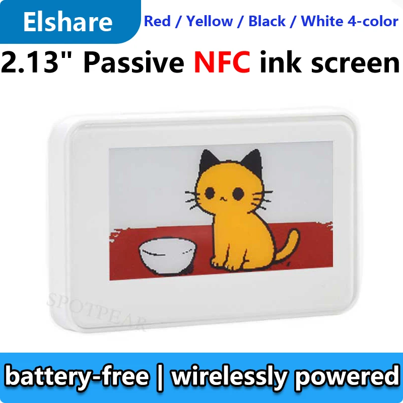 Tinta de papel electrónico NFC pasiva de 2,13 pulgadas (G) Pantalla roja/amarilla/negra/blanca No necesita batería Alimentación inalámbrica y transferencia de datos