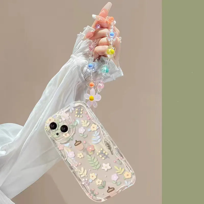 Funda con cadena colgante de corazón y amor de flores para Xiaomi Redmi Note 13 Pro 5G 12 4G 11 12 13 Pro Plus 12S Redmi 12 13C 12C 9 9A A1 A2 Plus - imagen 4