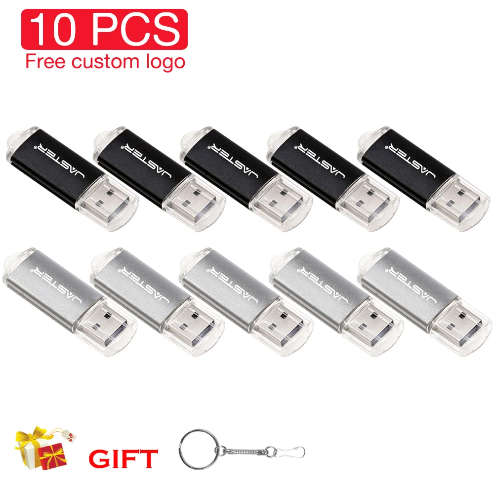 JASTER 10 unids lote Memory Stick 128GB llavero USB Flash Drive 64GB para ordenador portátil Pen Drive 32GB plástico Mini regalo creativo 16GB