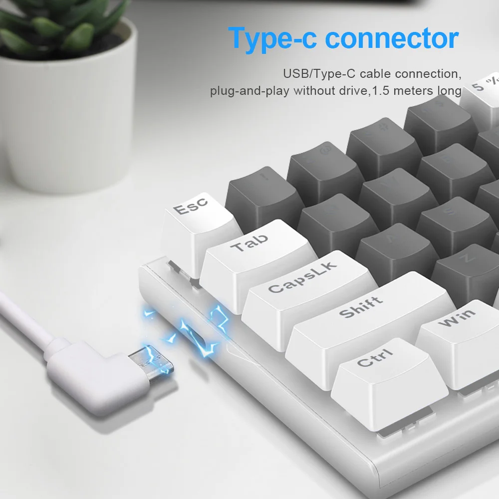 E-YOOSO Z11 RGB USB 60% Mini teclado mecánico para jugar interruptor azul rojo 61 teclas cable desmontable, portátil para PC de viaje - imagen 4