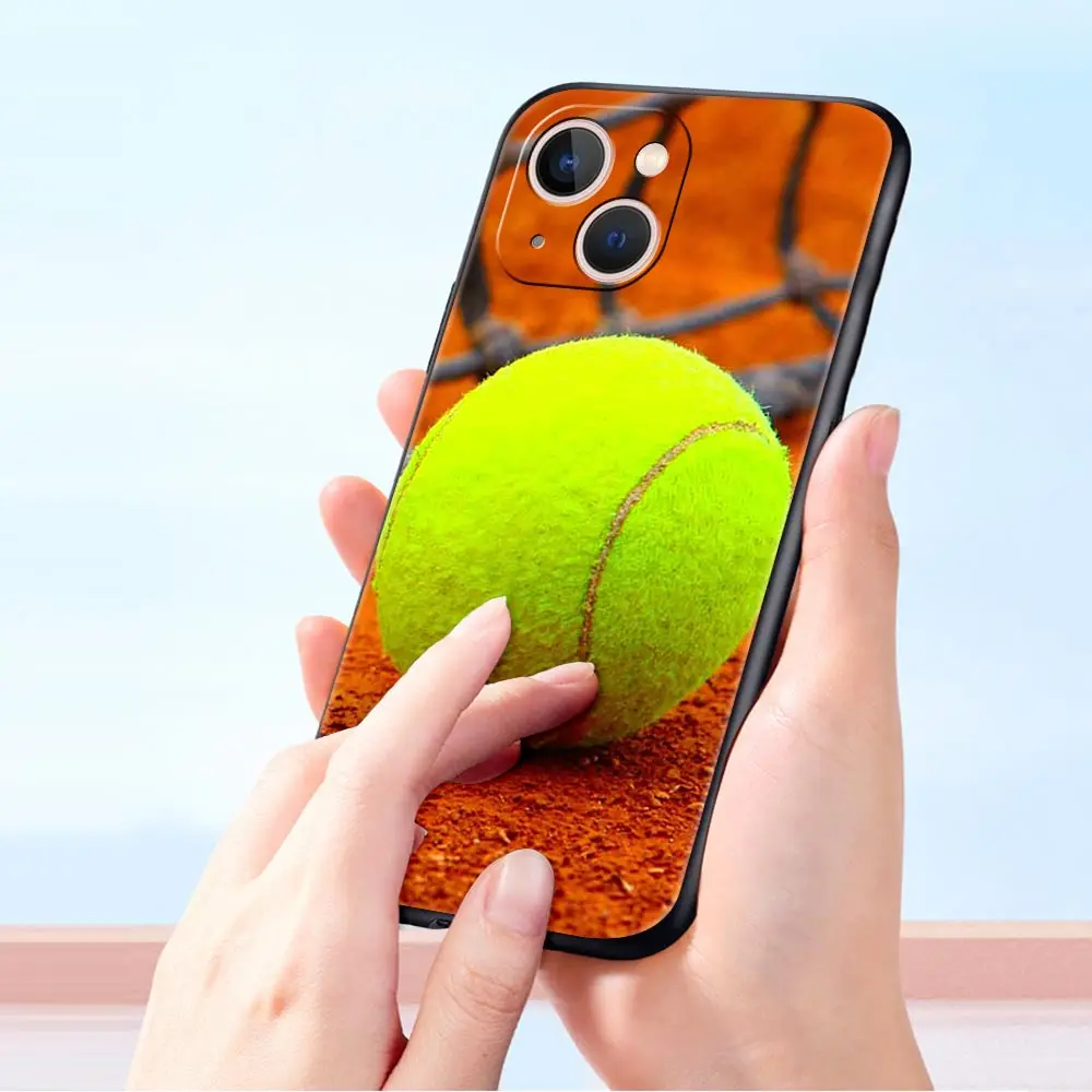 Funda de teléfono de lujo deportiva con pelota de tenis para Apple iPhone 16 11 15 14 Pro MAX 12 13 7 8 Plus X XR XS SE, funda negra de silicona - imagen 5