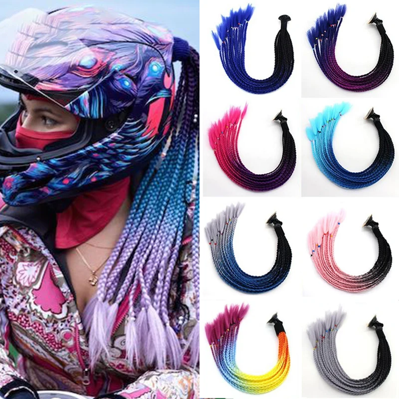 Coletas trenzadas para casco de 24 pulgadas, cola de caballo para mujer, casco de motocicleta, cola de caballo trenzada, coletas de moto, trenzas, cola de caballo con ventosa - imagen 2