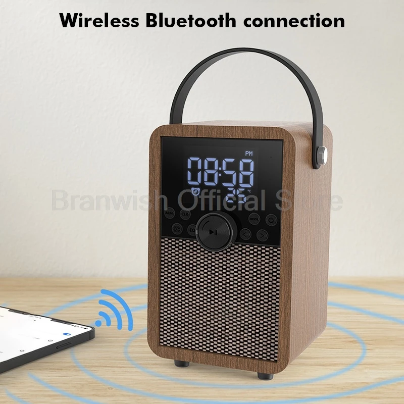 Altavoces Bluetooth 2 en 1 5,1, 5W, 3 pulgadas, caja de sonido de rango completo, altavoz EQ, reloj, Radio FM, pantalla de temperatura para el hogar y al aire libre - imagen 2