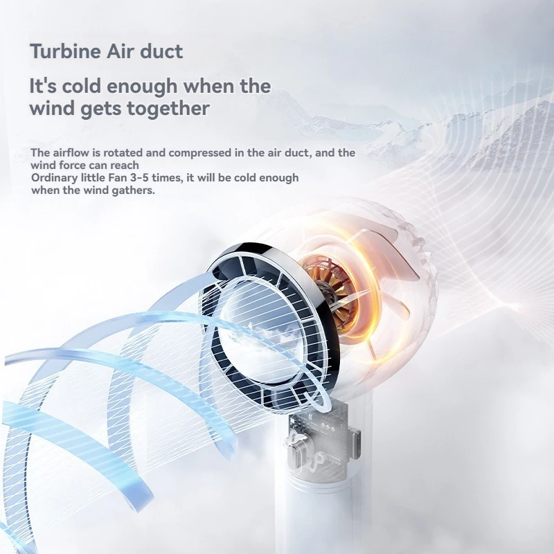 Ventilador de mano portátil y silencioso para estudiantes, minienfriador de aire eléctrico con carga USB, batería de 18650, Turbo, para acampada y oficina - imagen 3