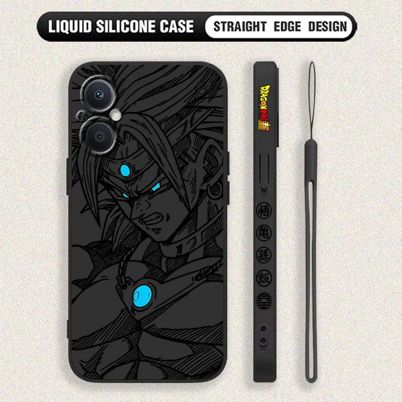 D-Dragon Ball Goku Vegeta funda artística para OPPO Reno 8 7 A96 A78 A74 A72 A58 A53 A40 Lite 5G funda de teléfono con cuerda izquierda líquida - imagen 3