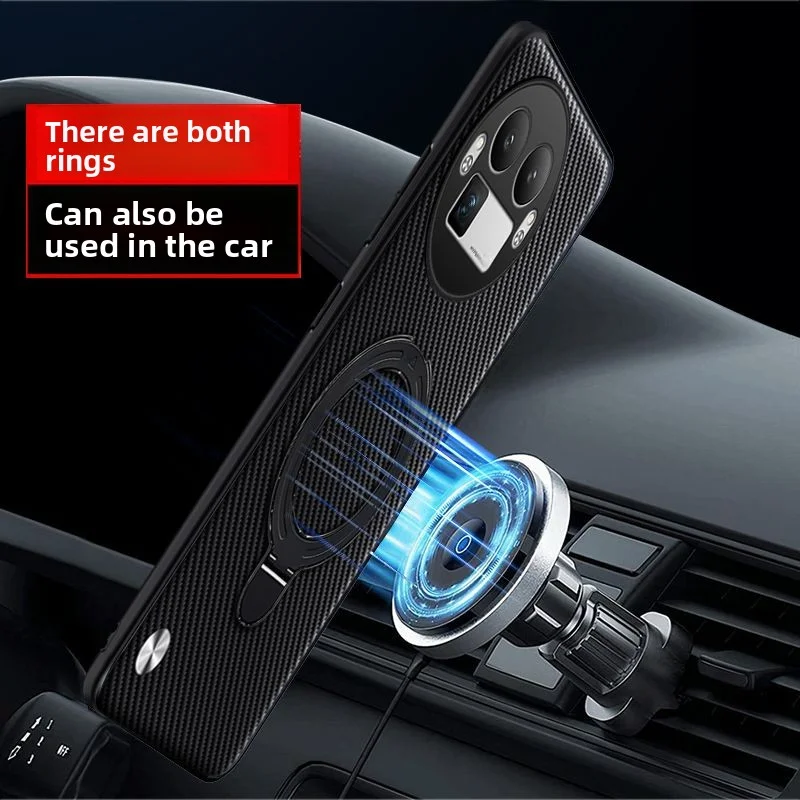 Para OPPO Realme GT 8 7 Pro funda dura PU anillo de fibra de carbono soporte cubierta trasera protectora magnética para Realme GT Neo 7 6 5 3 2 Shell - imagen 2