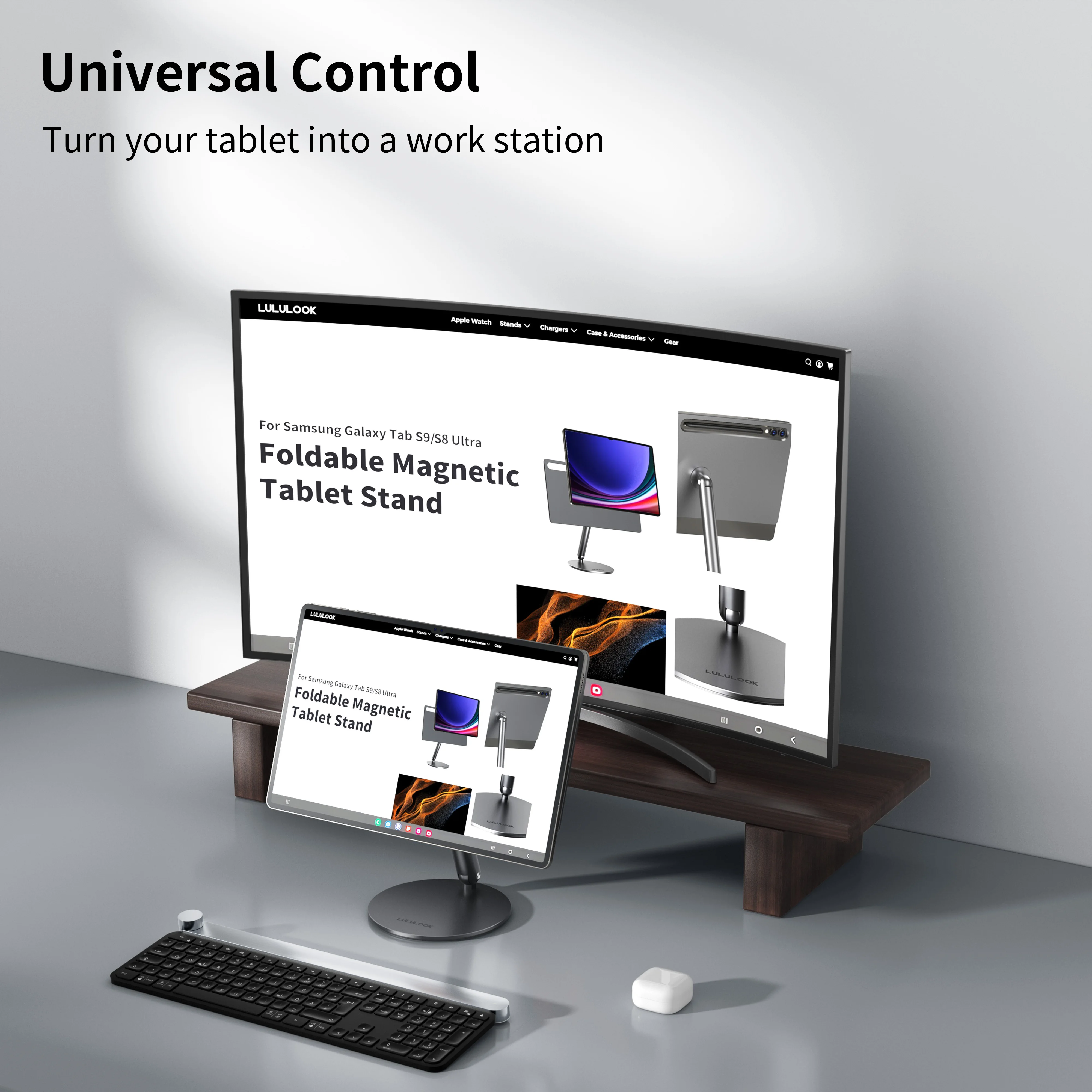 Soporte magnético Lulululook para Samsung Galaxy Tab S10/S9/S8 Ultra S9/S7/S8 Plus S7 FE,360 °   Soporte para tableta ajustable con base de rotación - imagen 3