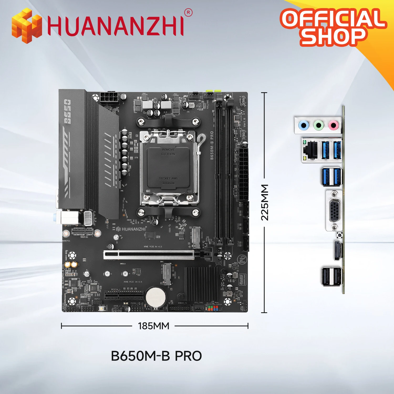 Placa base HUANANZHI B650M B PRO AMD AM5, compatible con Ryzen R5 R7 7000 8000 9000 Series M.2 NVME WIFI de doble canal DDR5 EXPO RAM - imagen 3