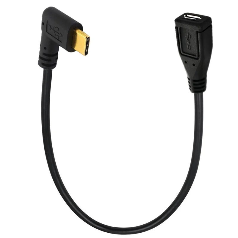 Cable en ángulo de 90 grados izquierdo/derecho/arriba/abajo/en forma de U USB3.1 tipo C macho a Micro USB 2,0 5P hembra Cable en ángulo de datos 25cm - imagen 4