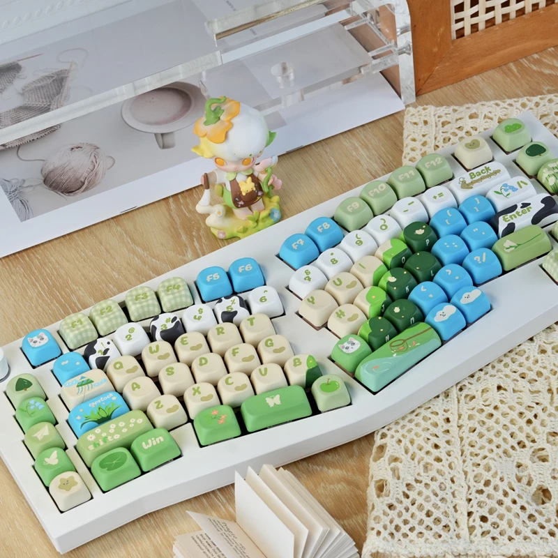 130 teclas Green Park 5 sublimación de tinte lateral PBT Keycap MOA perfil personalizado lindo Keycaps para interruptores Cherry MX Teclado mecánico - imagen 2