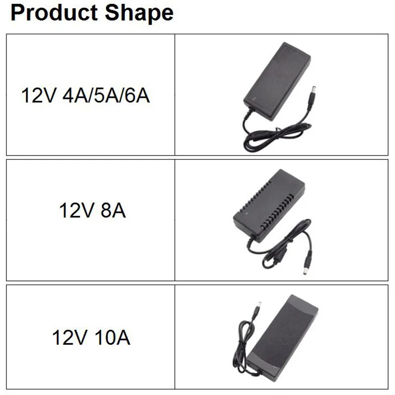 Cargador con interruptor, fuente de alimentación de CA a CC, 110V, 220V, 12V, 4A, 5A, 6A, 8A, 10A, adaptador, convertidor, transformador Led de carga - imagen 5